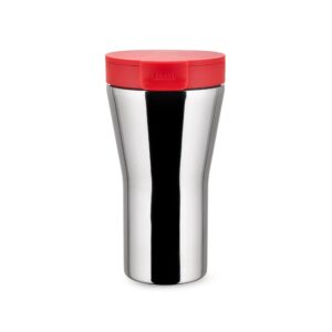 alessi caffa, double wall travel mug in 18/10 stainless steel and thermoplastic resin, red., one size