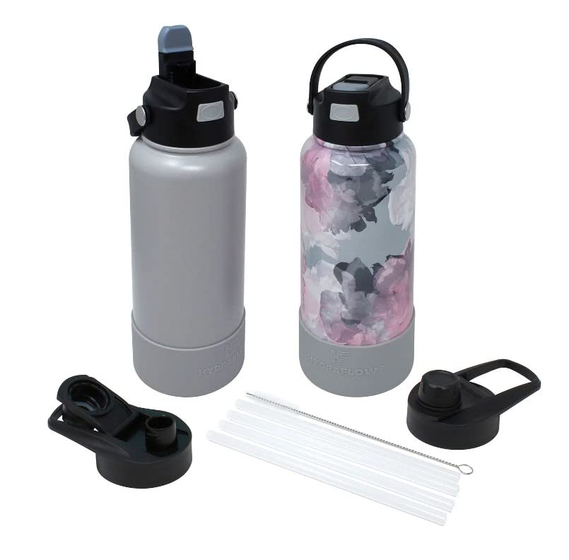 Hydraflow Hybrid 13-Piece 34-oz. Double Wall Stainless Steel Bottles with Bonus Accessories