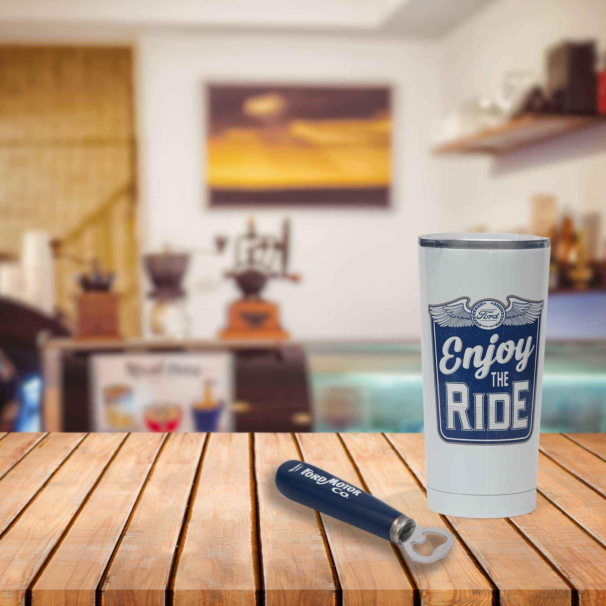 Ford Enjoy the Ride Stainless Steel Travel Mug - Fun Ford Travel Cup - Great Gift Idea