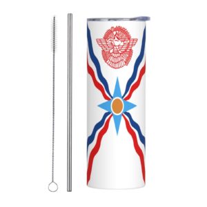 liichees flag of the assyrians stainless steel vacuum insulated tumbler 20oz coffee cups travel mug water cup with metal straw cleaning brush