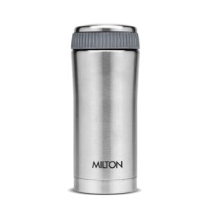 Milton Thermosteel Optima 350 Double Wall Vacuum Insulated Flask, 350 ml | 12 oz | Hot and Cold for Long Hours, 18/8 Stainless Steel, Coffee Travel Mug Tumbler, Rust and Leak-Proof, BPA-Free | Silver