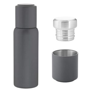 Simply Green Solutions 16.9 Oz. Thermos Bottle with Magnetic Cup Lid, Vacuum Copper Insulated Double Wall Stainless with Powder Coated Texture Grip Finish - Matte Gray