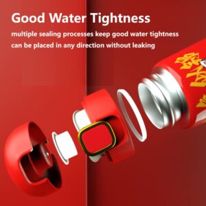 Chinese Red Water Bottle, Chinese Insulated Water Bottle, The Quick Flip 14oz Stainless Steel Thermos for Cold/Hot Beverages, Digital Temperature Display, Gift Packaging