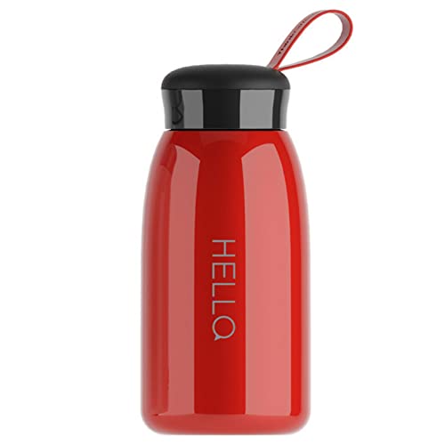 Insulated Water Bottle 520ml Stainless Steel Double Wall Vacuum Mug Thermos with Silicone Handle Sealed Insulated Sports Flask Leakproof Beverage Coffee Bottle for Biking Camping Office Car, Red