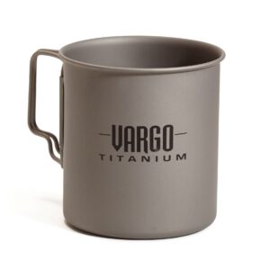 vargo titanium travel mug | titanium coffee cup with folding handles | light weight 450 ml capacity (15 ounces) travel cup | 2.2 ounces (62 grams) model t-406