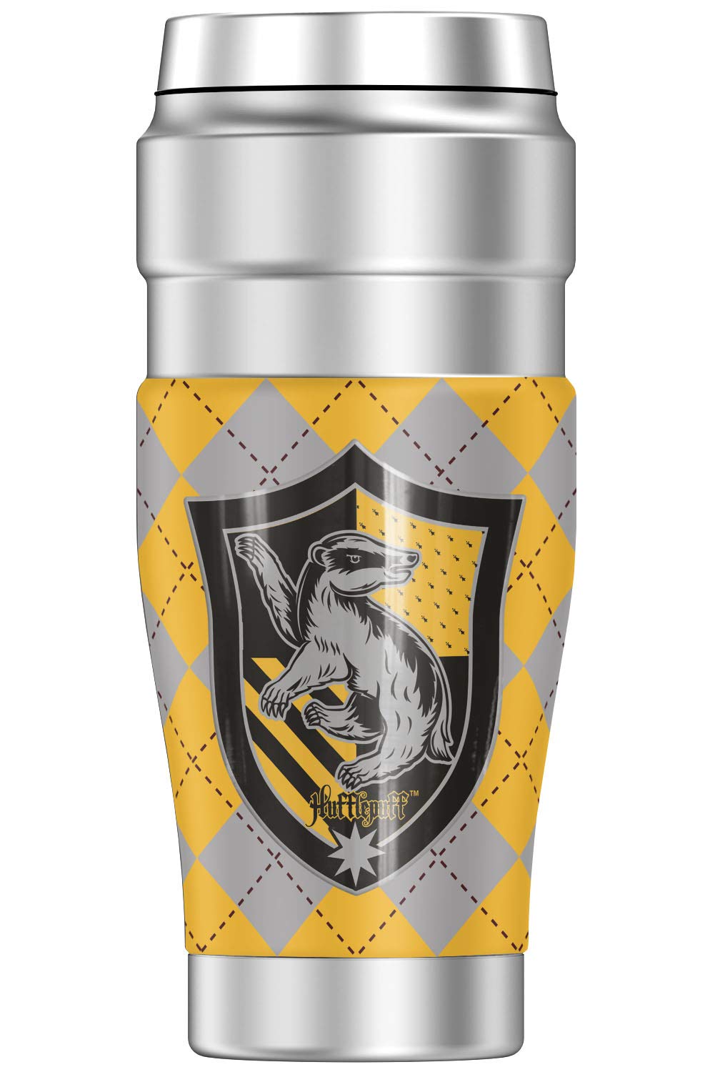 THERMOS Harry Potter Hufflepuff Plaid Sigil, STAINLESS KING Stainless Steel Travel Tumbler, Vacuum insulated & Double Wall, 16oz