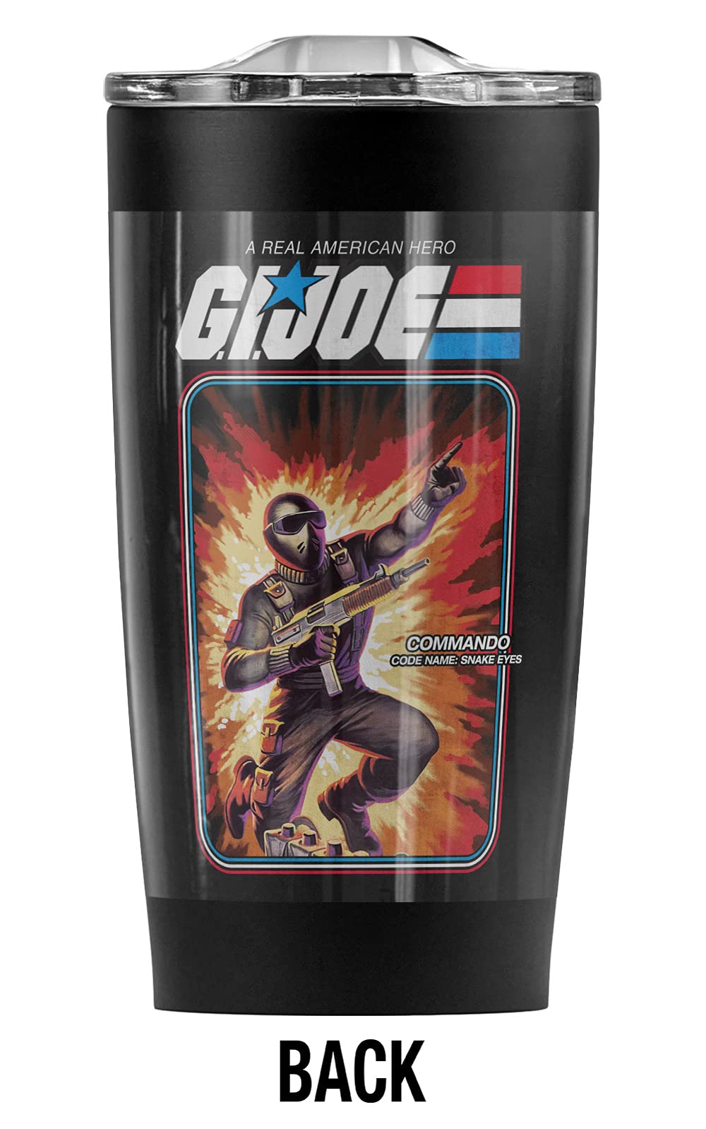 Logovision G.I. Joe Snake Eyes Card Stainless Steel Tumbler 20 oz Coffee Travel Mug/Cup, Vacuum Insulated & Double Wall with Leakproof Sliding Lid | Great for Hot Drinks and Cold Beverages