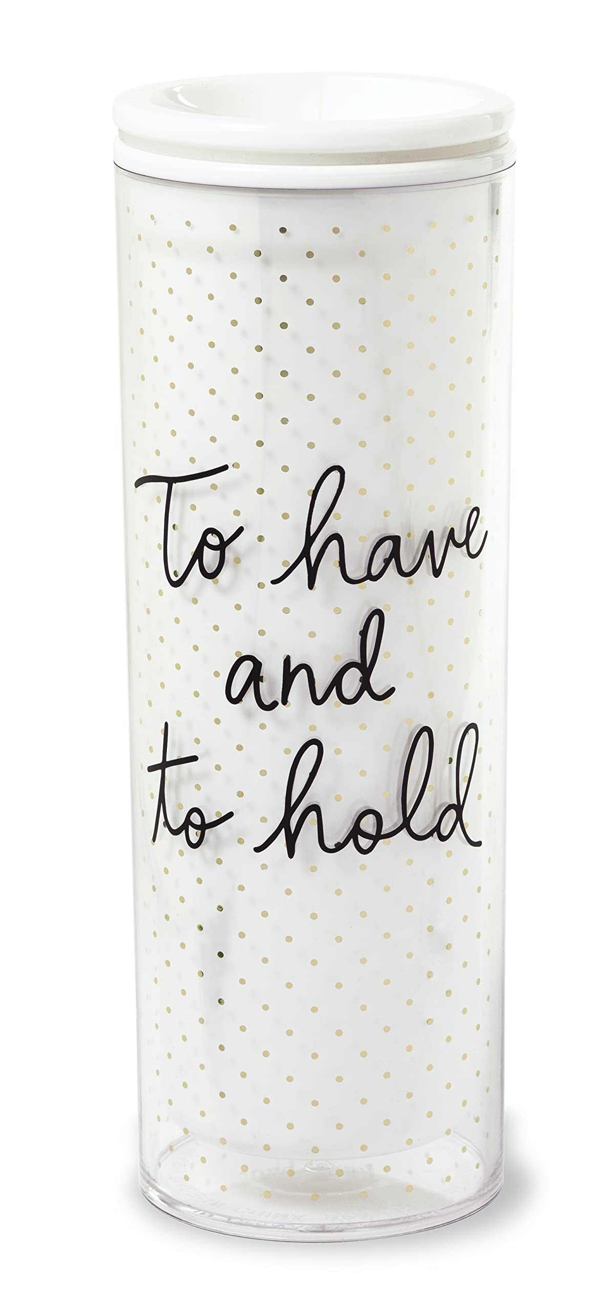 Kate Spade New York Bridal 16 Ounce Insulated Travel Mug with Lid, Double Wall Thermal Tumbler for Coffee/Tea, To Have & To Hold (Gold Dots)