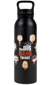 big bang theory official emojis 24 oz insulated canteen water bottle, leak resistant, vacuum insulated stainless steel with loop cap