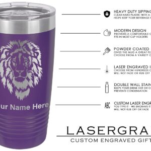 LaserGram 20oz Vacuum Insulated Tumbler Mug, African Elephant, Personalized Engraving Included (Dark Purple)