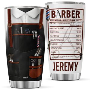 cubicer personalized coffee tumbler barber custom name funny birthday gifts for men dad adults friends travel mug with lid nutrition facts cold steel cups insulated mugs hot drink