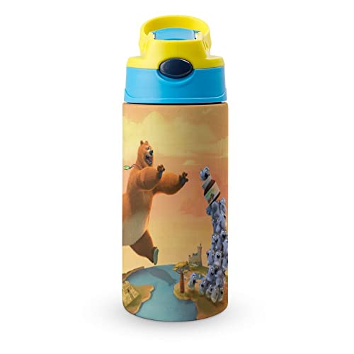 YSFyinee Grizzy The Lemmings Jungle Water Bottle Vacuum Insulated Stainless Steel Cup With Straw Thermoses