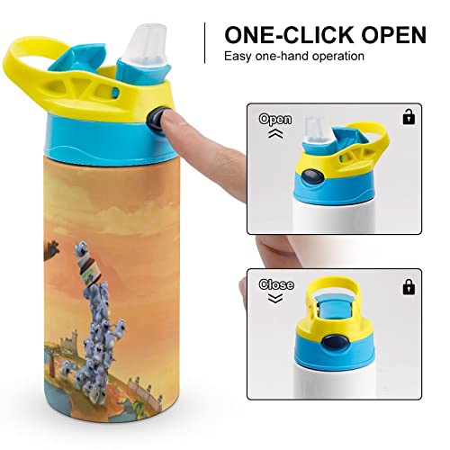 YSFyinee Grizzy The Lemmings Jungle Water Bottle Vacuum Insulated Stainless Steel Cup With Straw Thermoses