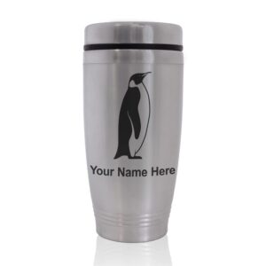 skunkwerkz commuter travel mug, penguin, personalized engraving included