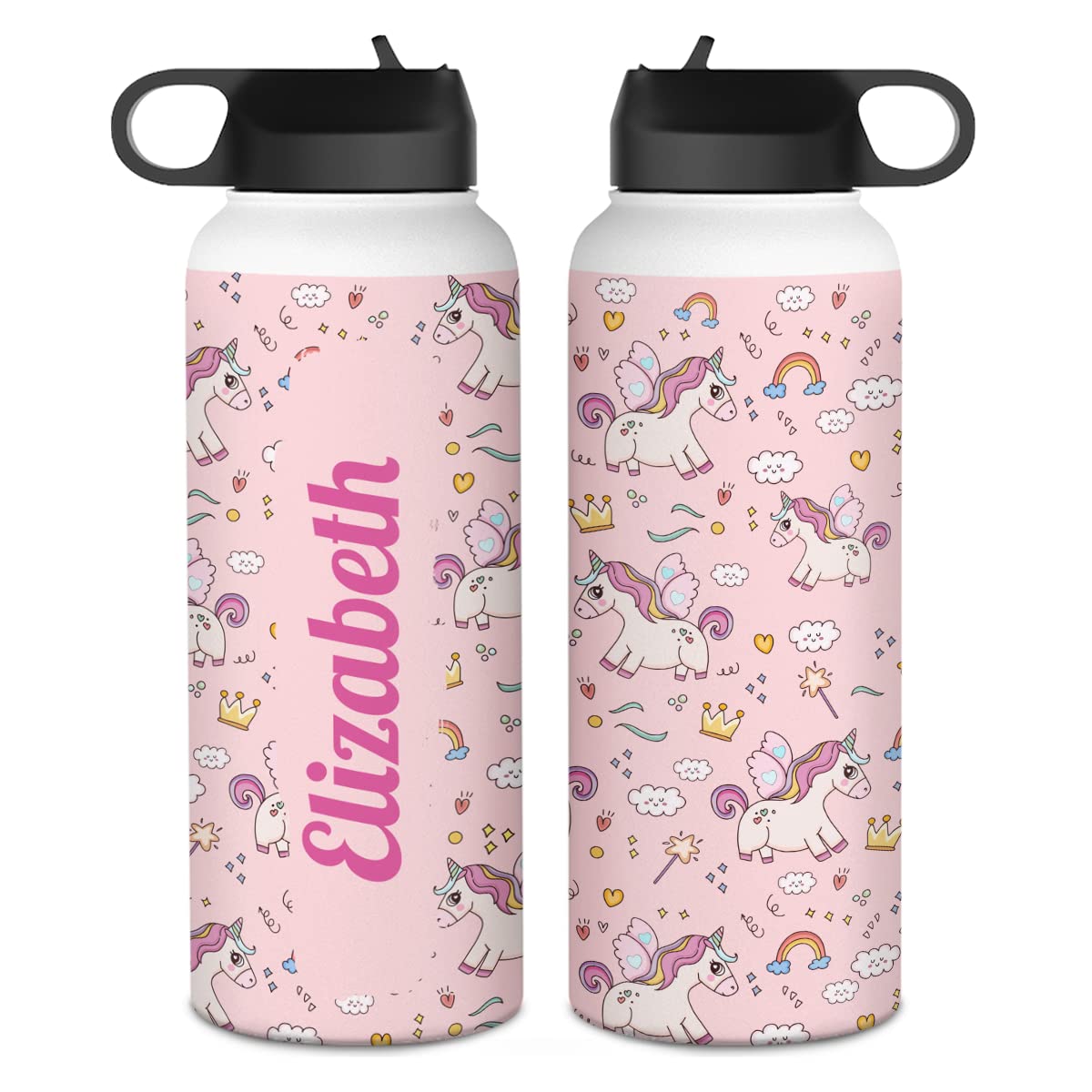 winorax Personalized Unicorn Water Bottle For Kids Girls Teen Magical Unicorns Stainless Steel Insulated Sports Bottles 12oz 18oz 32oz Birthday Christmas Back To School Gifts Custom Travel Cup