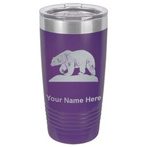 lasergram 20oz vacuum insulated tumbler mug, polar bear, personalized engraving included (dark purple)