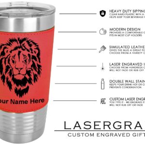 LaserGram 20oz Vacuum Insulated Tumbler Mug, Flat Bed Tow Truck, Personalized Engraving Included (Faux Leather, Red)