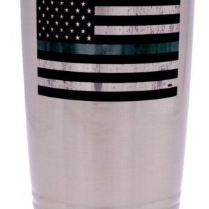 Rogue River Tactical Thin Green Line Flag Large 20 Ounce Stainless Steel Travel Tumbler Mug Cup Military Federal Law Enforcement Border Patrol Game Warden Park Ranger