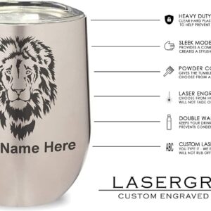 LaserGram Double Wall Stainless Steel Wine Glass Tumbler, Flag of Puerto Rico, Personalized Engraving Included (Stainless Steel)