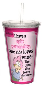 tree-free greetings 16-ounce cool cup with reusable straw, aunty acid split personality