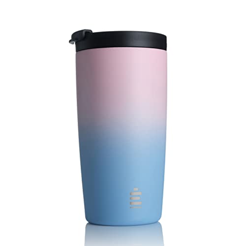 HYDRATE Travel Coffee Mug, Reusable Coffee Cup with Leak-proof Lid, Multiple Colors, Stainless Steel Thermal Mug for Hot and Cold, 500ml Insulated Coffee Mug for Men, Women & Adults (Cotton Candy)