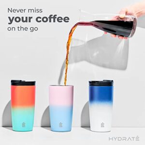 HYDRATE Travel Coffee Mug, Reusable Coffee Cup with Leak-proof Lid, Multiple Colors, Stainless Steel Thermal Mug for Hot and Cold, 500ml Insulated Coffee Mug for Men, Women & Adults (Cotton Candy)