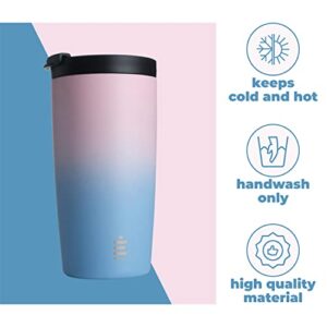 HYDRATE Travel Coffee Mug, Reusable Coffee Cup with Leak-proof Lid, Multiple Colors, Stainless Steel Thermal Mug for Hot and Cold, 500ml Insulated Coffee Mug for Men, Women & Adults (Cotton Candy)