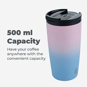 HYDRATE Travel Coffee Mug, Reusable Coffee Cup with Leak-proof Lid, Multiple Colors, Stainless Steel Thermal Mug for Hot and Cold, 500ml Insulated Coffee Mug for Men, Women & Adults (Cotton Candy)