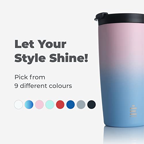 HYDRATE Travel Coffee Mug, Reusable Coffee Cup with Leak-proof Lid, Multiple Colors, Stainless Steel Thermal Mug for Hot and Cold, 500ml Insulated Coffee Mug for Men, Women & Adults (Cotton Candy)