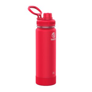 takeya actives 24 oz vacuum insulated stainless steel water bottle with spout lid, premium quality, watermelon