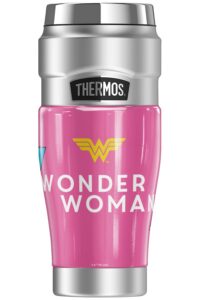 thermos wonder woman through the ages official through the ages stainless king stainless steel travel tumbler, vacuum insulated & double wall, 16oz