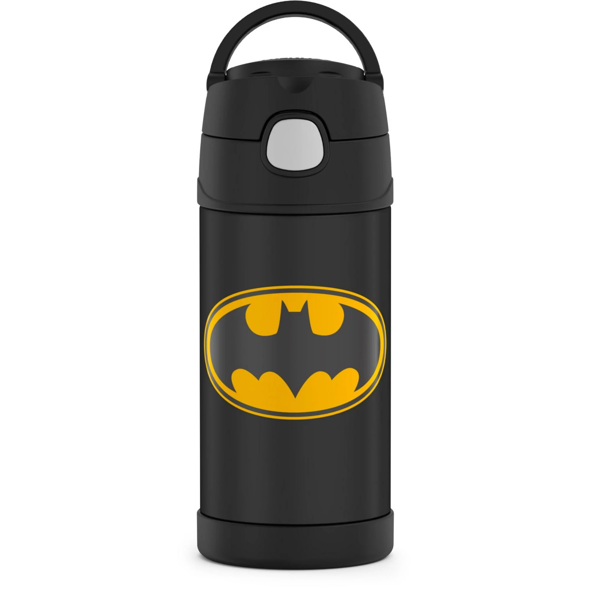 THERMOS BRAND FUNTAINER Vacuum Insulated Straw Bottle, 12-Ounce, Batman, Black