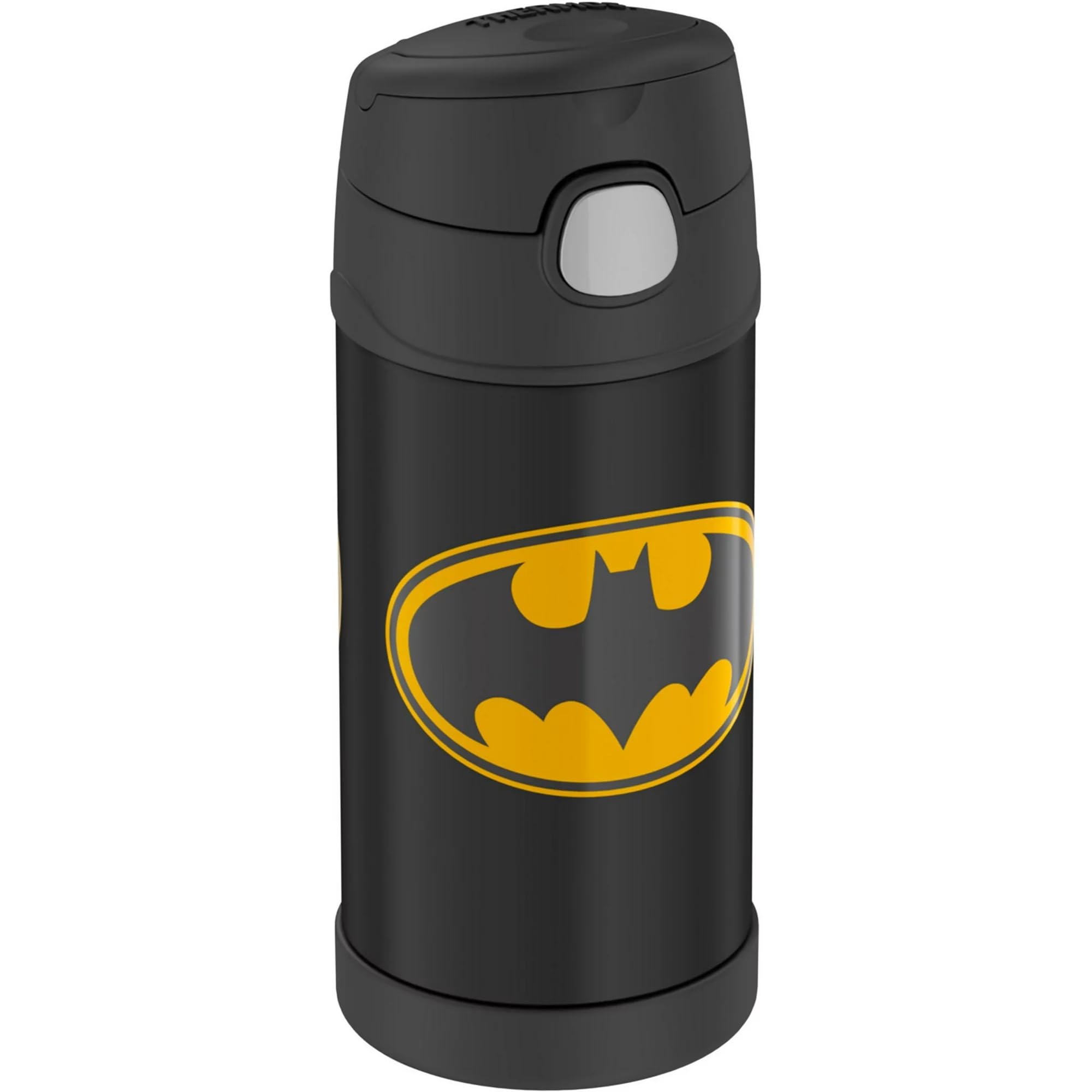 THERMOS BRAND FUNTAINER Vacuum Insulated Straw Bottle, 12-Ounce, Batman, Black