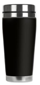 mugzie mugzie-max-black travel mug with insulated wetsuit cover, 20 oz, black