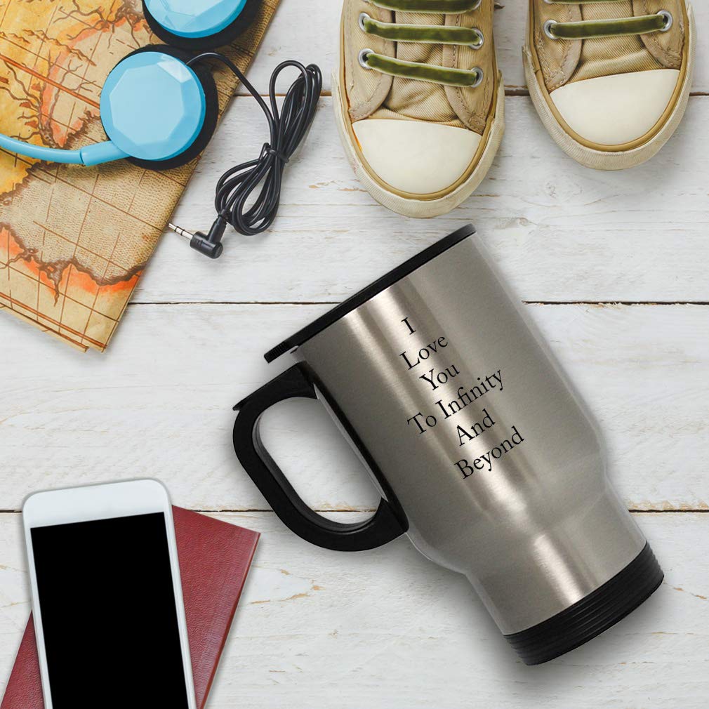 Black I Love You To Infinity And Beyond Steel Travel Mug White