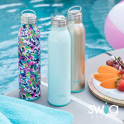 Swig Life 20oz Triple Insulated Stainless Steel Water Bottle with Ring Flip Handle, Dishwasher Safe, Double Wall, & Vacuum Sealed Reusable Water Tumbler (Party Animal)