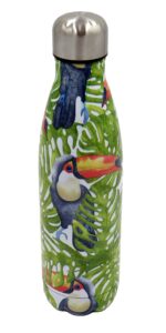 robert frederick jungle toucans hydration bottle, stainless steel, 500 milliliters