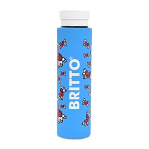 britto romero 25oz insulated water bottle, stainless steel, flying hearts - blue'