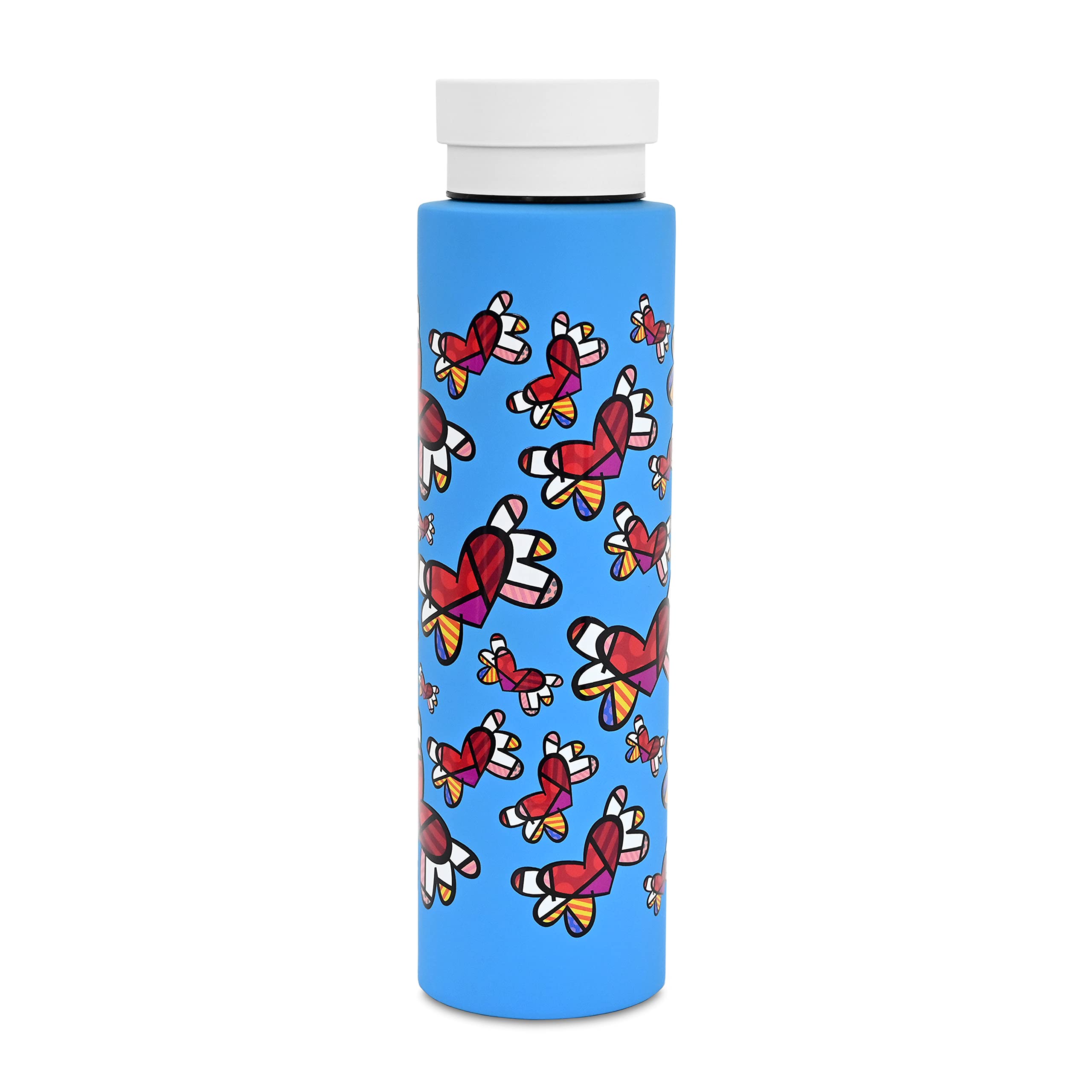 BRITTO Romero 25oz Insulated Water Bottle, Stainless Steel, Flying Hearts - Blue'