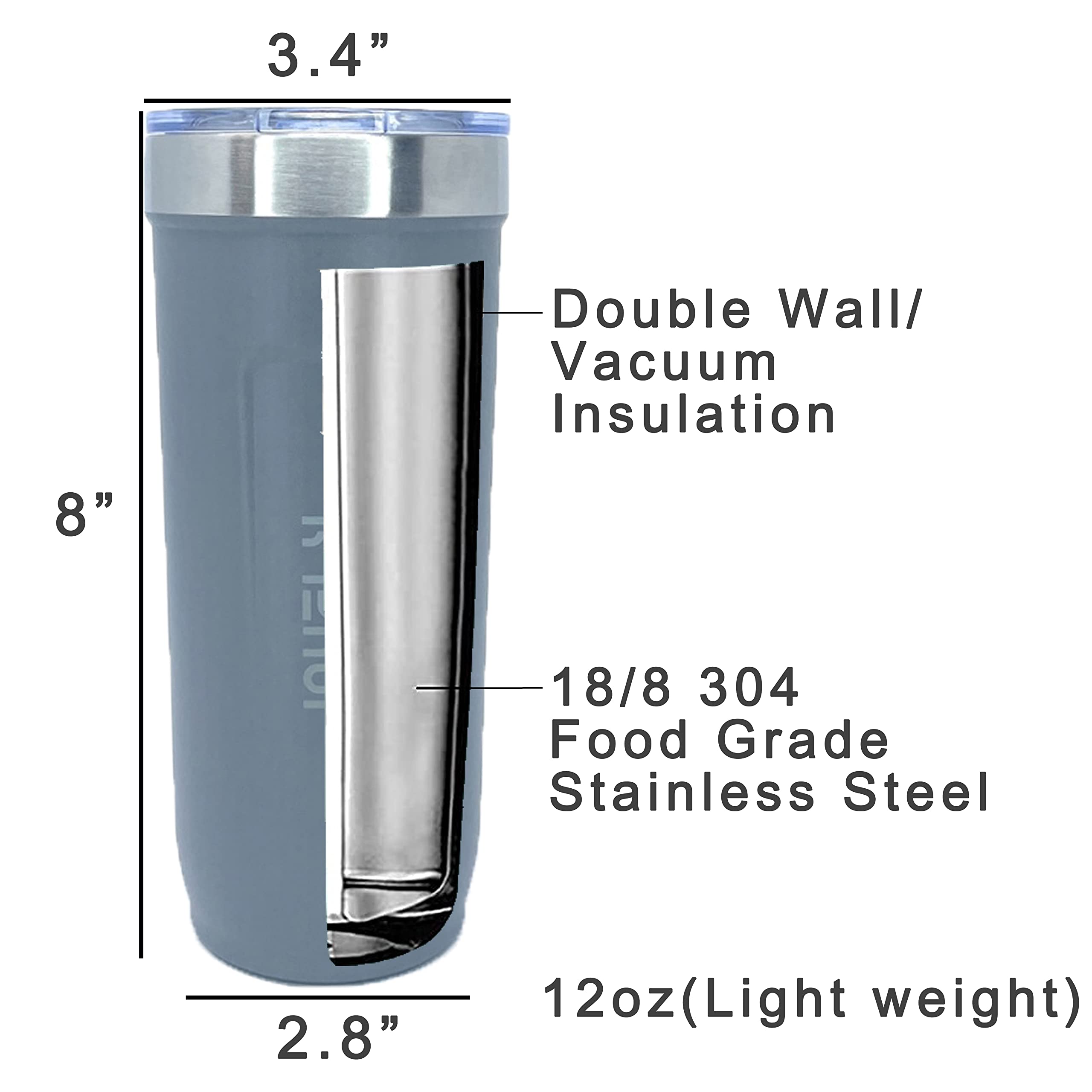 24 Oz Classic Stainless Steel Tumbler with Handle, Lid and Straw, Double Walled Vacuum Insulated Bottle for Hot & Cold Drinks, Leak proof, Travel Thermo Mug Cup, Water Metal Canteen (Gray)