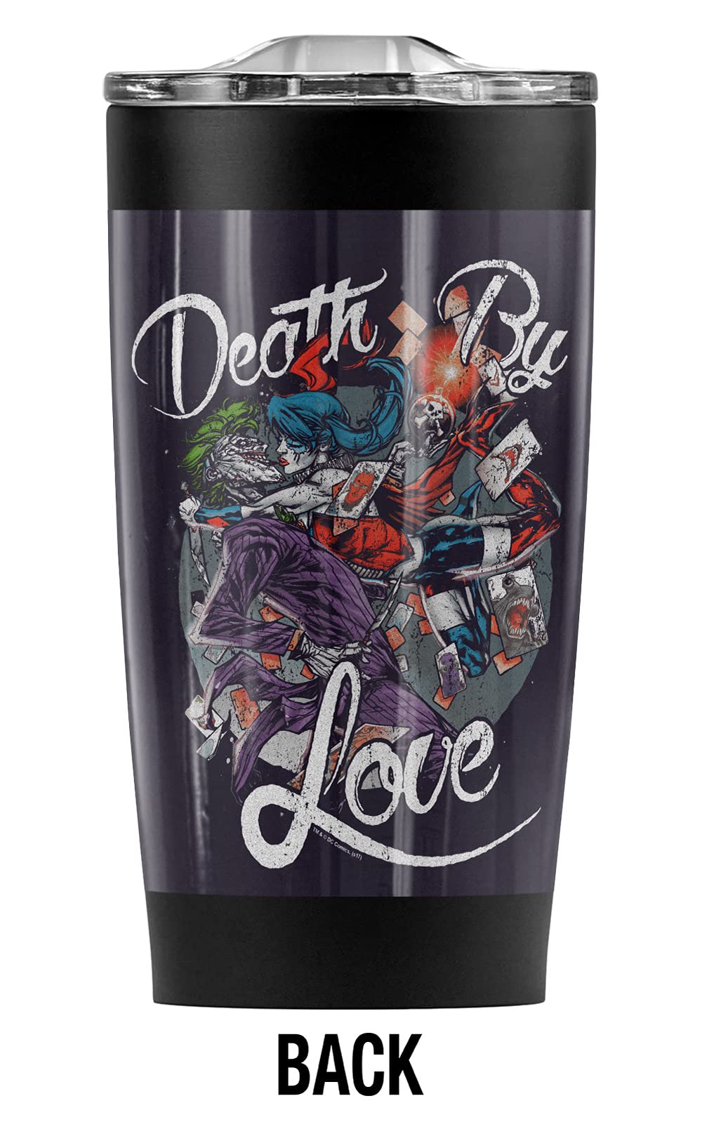 Harley Quinn Joker Death By Love Stainless Steel Tumbler 20 oz Coffee Travel Mug/Cup, Vacuum Insulated & Double Wall with Leakproof Sliding Lid | Great for Hot Drinks and Cold Beverages