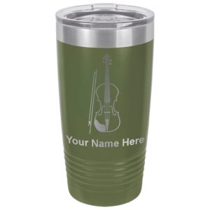 lasergram 20oz vacuum insulated tumbler mug, violin, personalized engraving included (camo green)