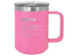 rogue river tactical funny nurse noun stainless steel coffee mug travel tumbler with lid novelty cup great gag gift idea rn cna psych tech pink