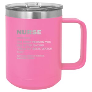 Rogue River Tactical Funny Nurse Noun Stainless Steel Coffee Mug Travel Tumbler With Lid Novelty Cup Great Gag Gift Idea RN CNA Psych Tech Pink