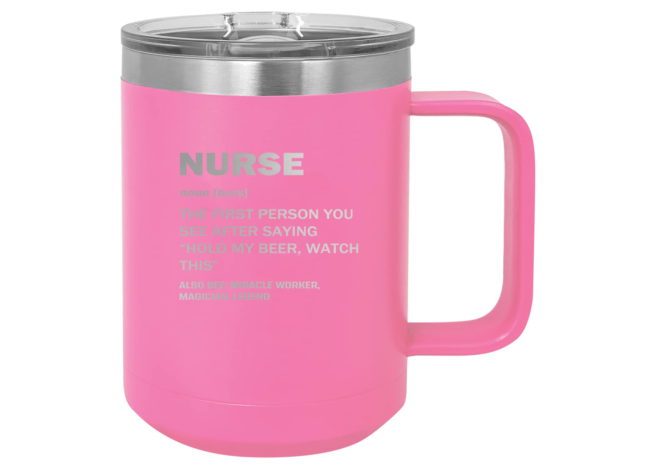 Rogue River Tactical Funny Nurse Noun Stainless Steel Coffee Mug Travel Tumbler With Lid Novelty Cup Great Gag Gift Idea RN CNA Psych Tech Pink