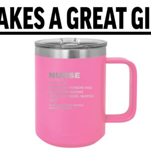 Rogue River Tactical Funny Nurse Noun Stainless Steel Coffee Mug Travel Tumbler With Lid Novelty Cup Great Gag Gift Idea RN CNA Psych Tech Pink