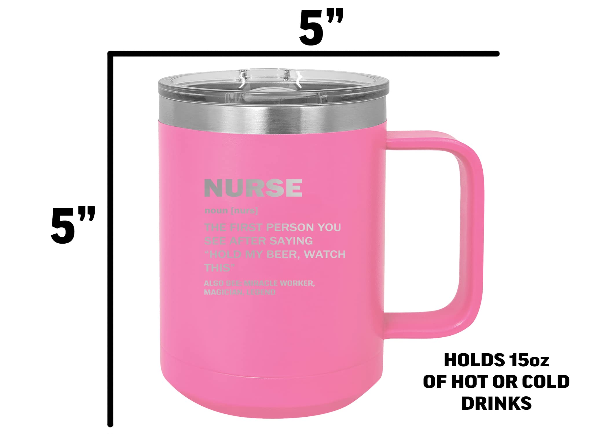 Rogue River Tactical Funny Nurse Noun Stainless Steel Coffee Mug Travel Tumbler With Lid Novelty Cup Great Gag Gift Idea RN CNA Psych Tech Pink