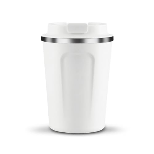 asobu Coffee Compact Vacuum Insulated Travel Mug With Spill Proof Lid 13 ounce (White)