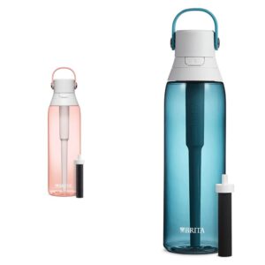 brita insulated filtered water bottles with straw, reusable, bpa free plastic