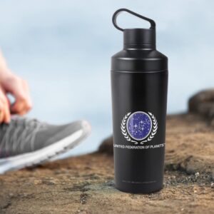 Star Trek OFFICIAL United Federation Logo 18 oz Insulated Water Bottle, Leak Resistant, Vacuum Insulated Stainless Steel with 2-in-1 Loop Cap